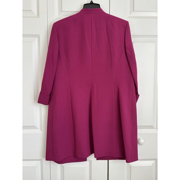 KASPER WOMENS OPEN FRONT JACKET-BLAZER CERISE 3/4 SLEEVE POCKETS PLUS SIZE 14 - Picture 3 of 7